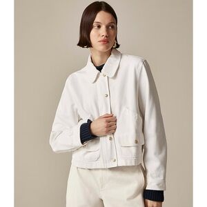 NWT J. Crew Short Barn Jacket™ Cotton Twill White